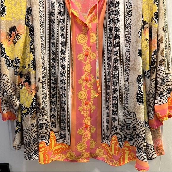 Style & Co. Peach Tan Elastic Hem Long Sleeve Button Front Blouse. Size XL. - Picture 5 of 11